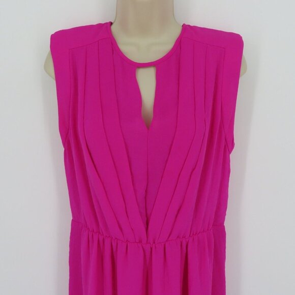 Rebecca Taylor Womens 8 Solid Pink Pleated Keyhole Front Sleeveless Sheath Dress - Picture 2 of 14